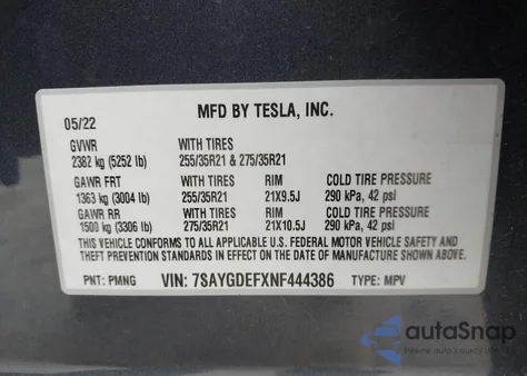 2022 Tesla Model Y Performance Dual Motor All-Wheel Drive from USA, damaged, VIN 7SAYGDEFXNF444386